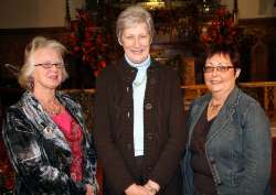 Some members of Ballymacash Flower Club pictured at the ‘Out of The Fire’ Flower Festival Opening Service in Lisburn Cathedral. L to R: Pat Bates, Kaye Somerville and Heather Gibson (President).